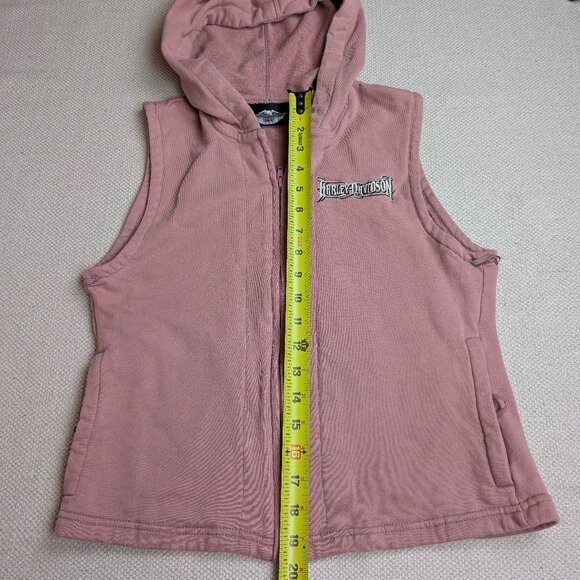 Harley-Davidson Women's Small Sleeveless Hoodie Jacket Liner Rose Pink - Picture 9 of 10